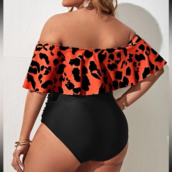 Boho leopard print off shoulder bikini swimsuit - Picture 7 of 15